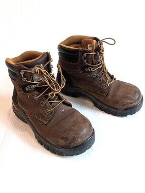 CARHARTT Women's ASTM Brown Lace-Up Work Boots Size 6.5